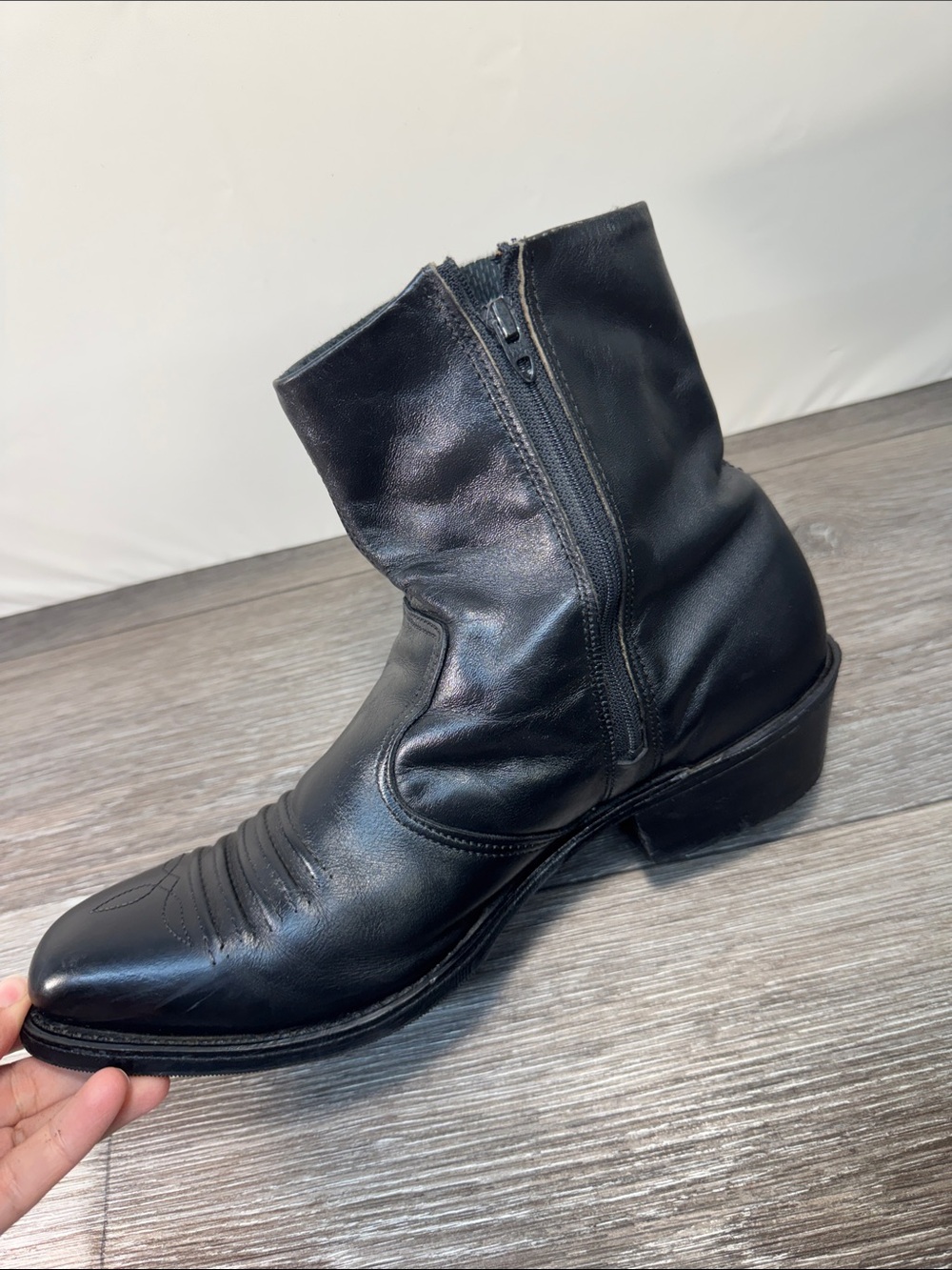 HH Men's Black Leather Ankle Boots Sz 10.5 (h26) - Picture 3 of 8